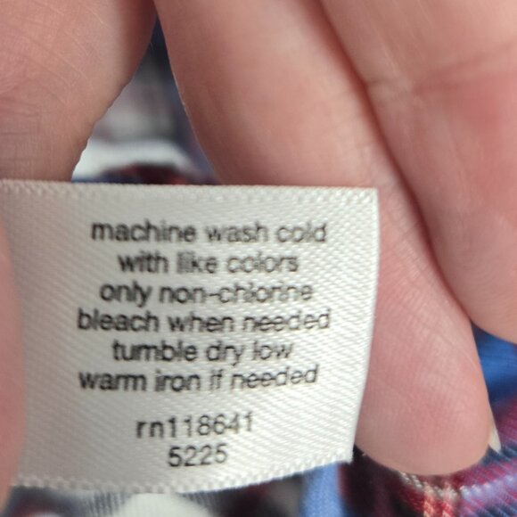 Lane Bryant Plaid Red Blue Button Rayon Tie Front Long Sleeve Shirt Size 20 - Picture 11 of 12